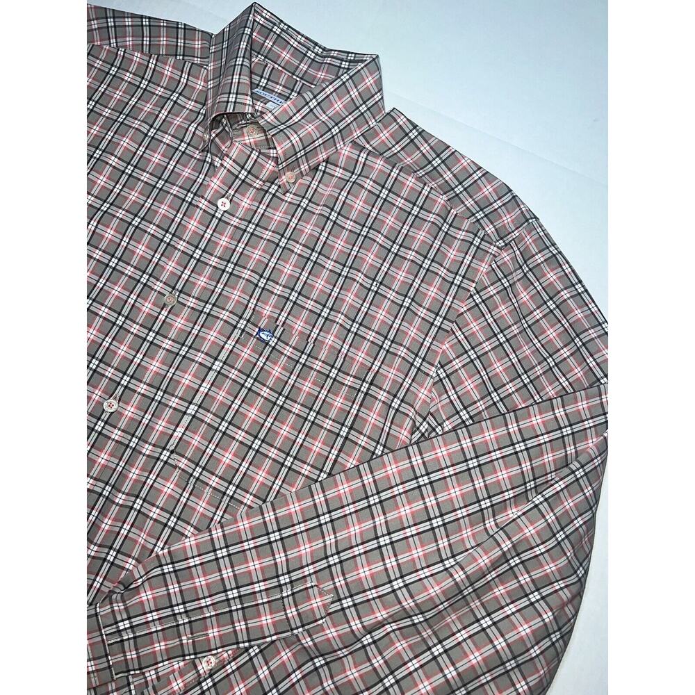 Southern Tide Shirt Men's Size M Brown Plaid Classic Fit Long Sleeve Button Logo - Picture 5 of 13